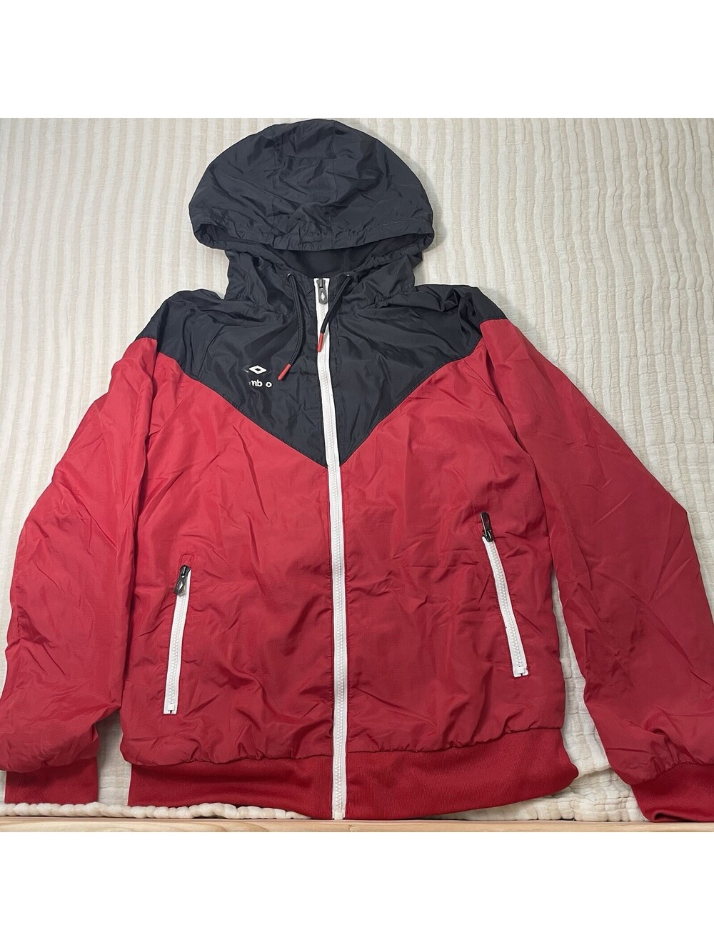 Vintage Umbro Jacket Mens Medium Red Black Futbol Soccer Windbreaker Retro
